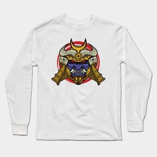 Samurai With Oni Mask Long Sleeve T-Shirt